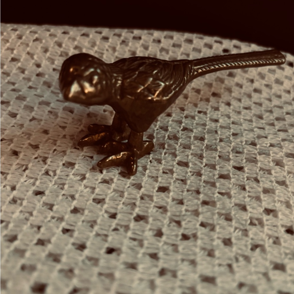 Vintage Small Brass Bird Figurine - Mid - Century Modern